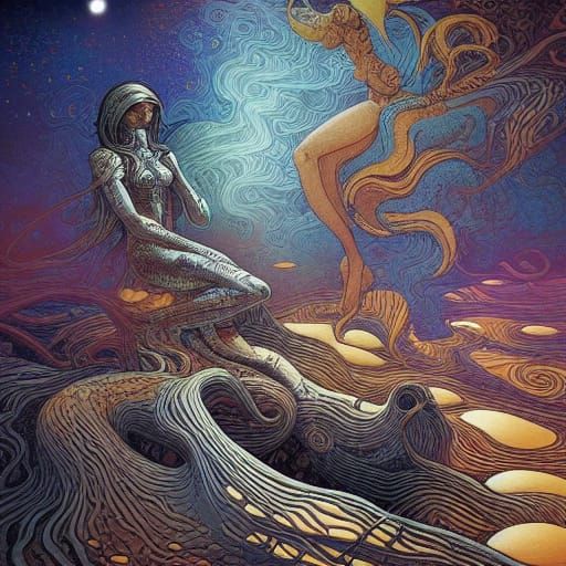 Extraterrestrial Landscape in a Maximalist Digital Painting