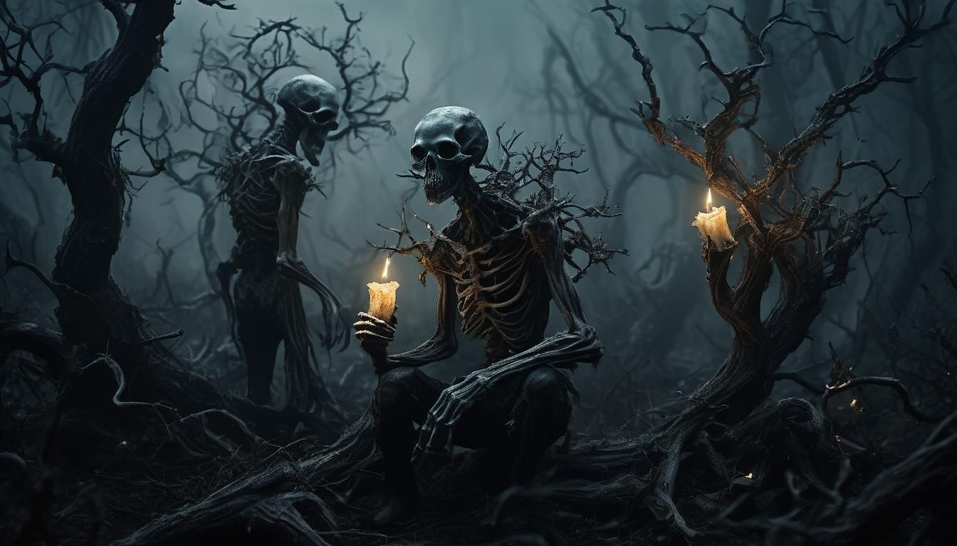 Gothic Brothers in Haunting Dark Fantasy Landscape