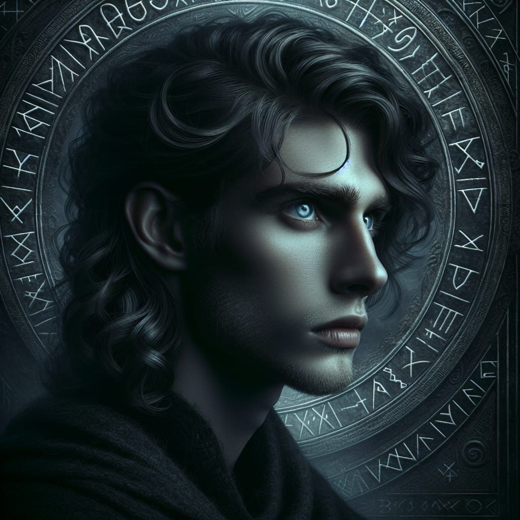 Young Viking with Icy Eyes in Nordic Landscape