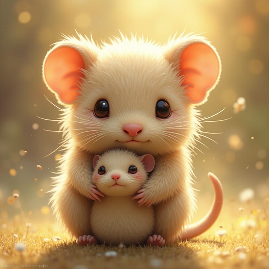 Tiny Furry Friend Tenderly Holds Tiny Companion