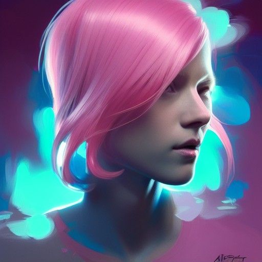 Pink-Haired Girl Portrait in Hyperdetailed Style