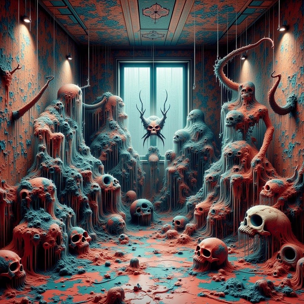 Cobwebbed Junk Room in Graffiti Street Art Style