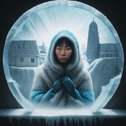 Eskimo Woman Studies Ancient Hide: Inuit Concept Art