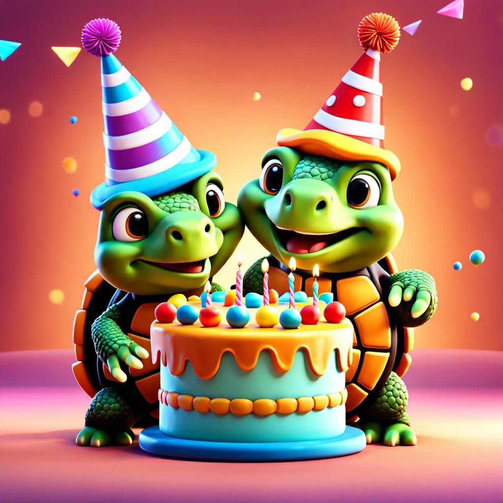 Tortoises Celebrate Birthday in Pixar-Style 3D Art