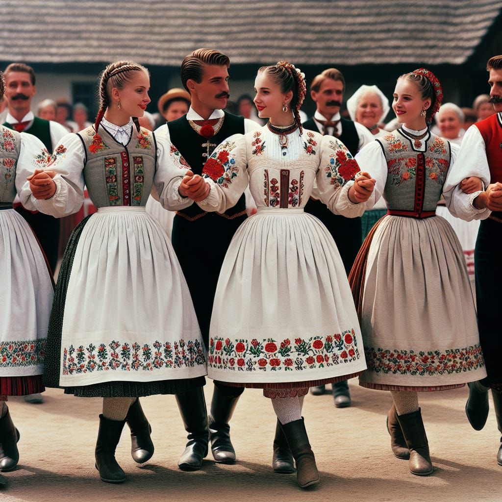 Hungarian Folk Dance in Traditional Dress