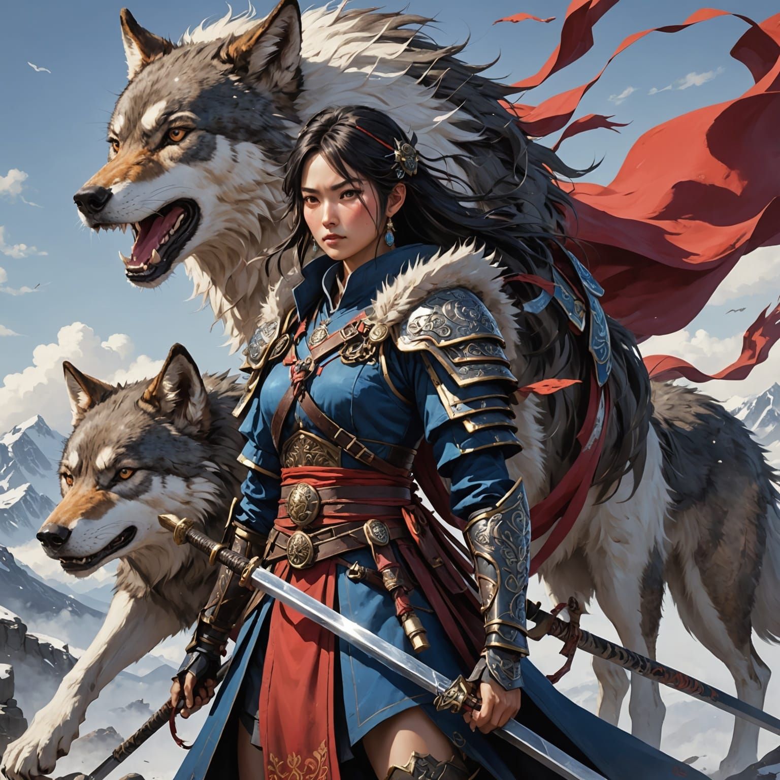 Nomadic Warrior Goddess in Cyberpunk Fantasy Style