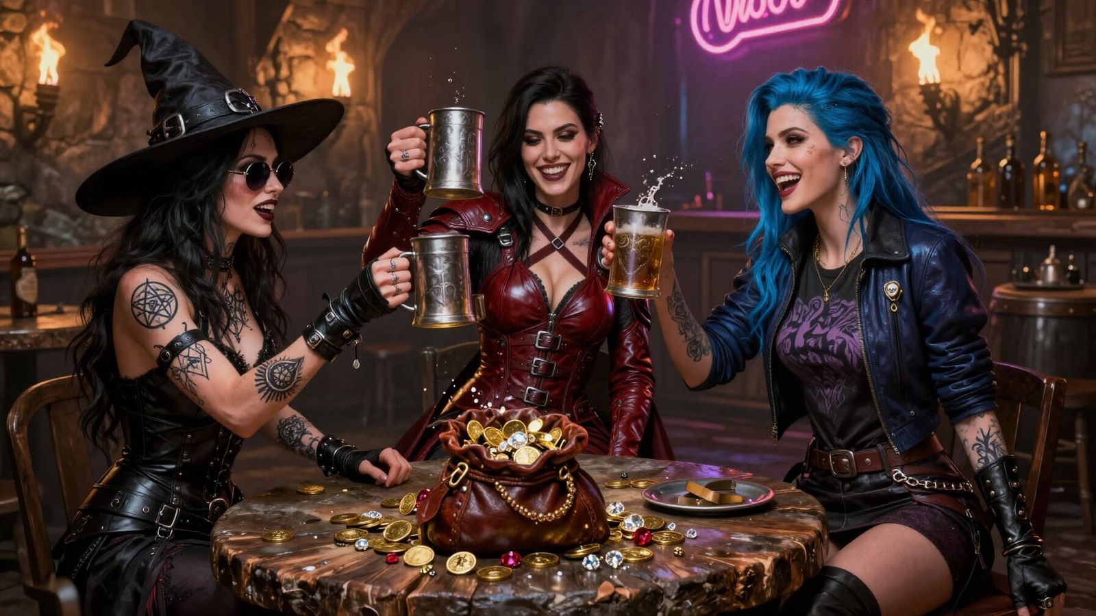 Fantasy Cyberpunk Tavern Gathering