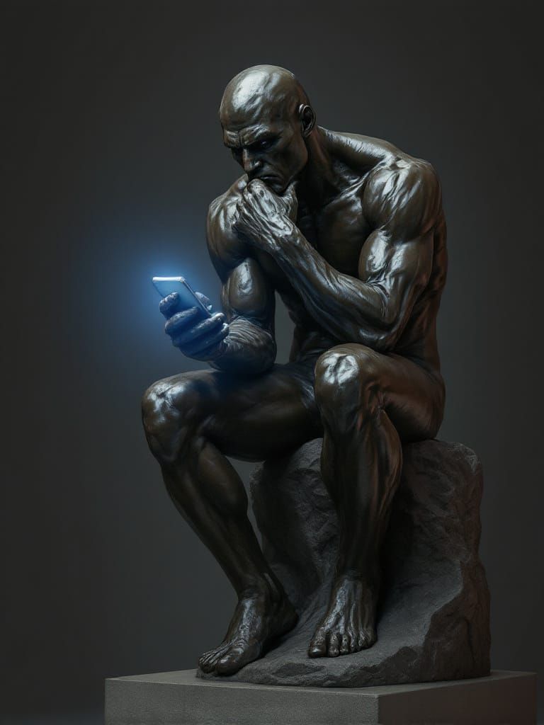The Tweeter: A Modern Take on Rodin's Thinker