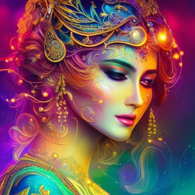 Luminous Goddess with Intricate Details as Digital Art
