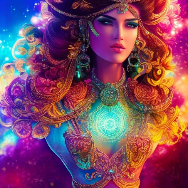 Luminous Goddess in Digital Painting Style