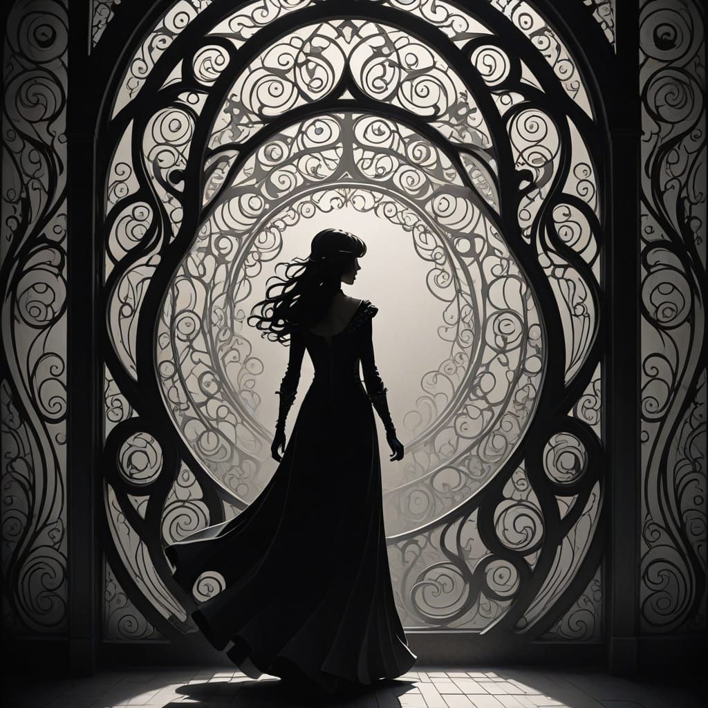 Abstract Shadow in Art Nouveau Style