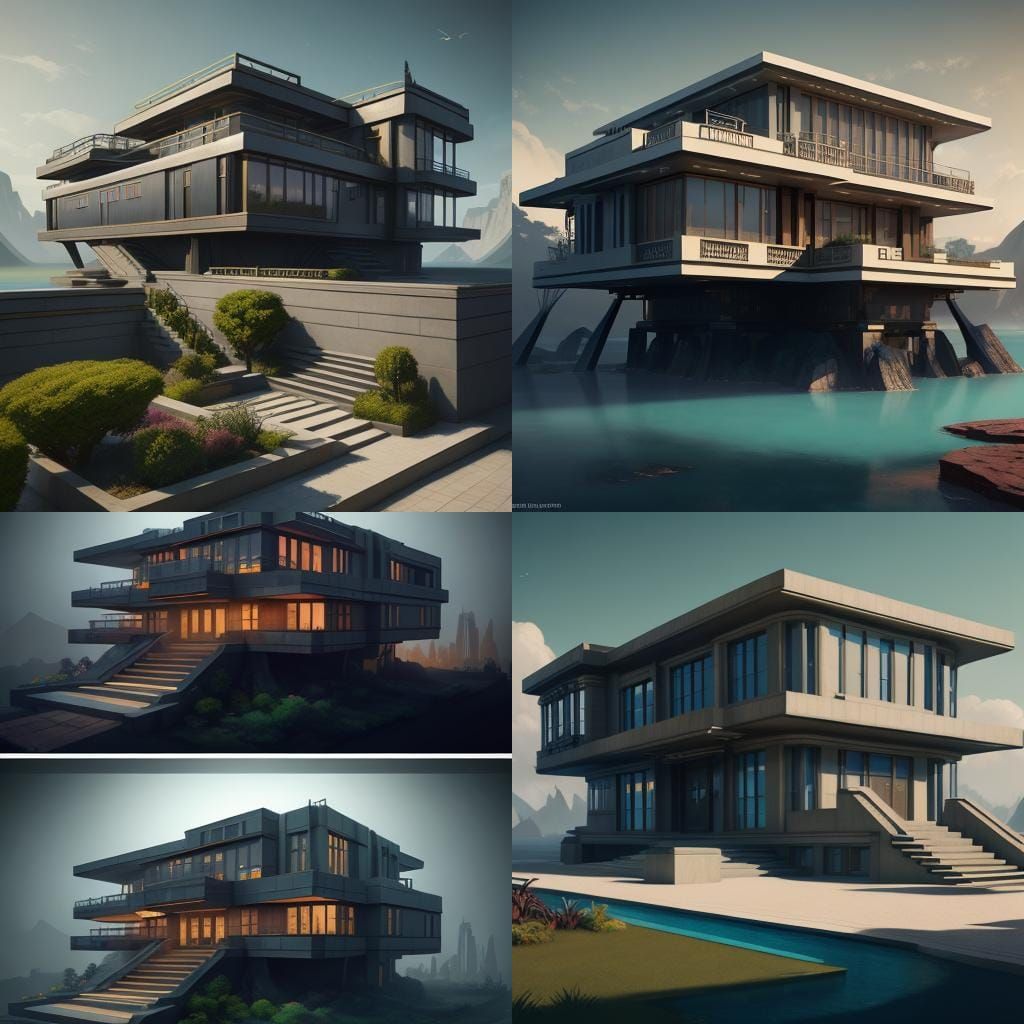 Art Deco Modernist House in Detailed Matte Painting