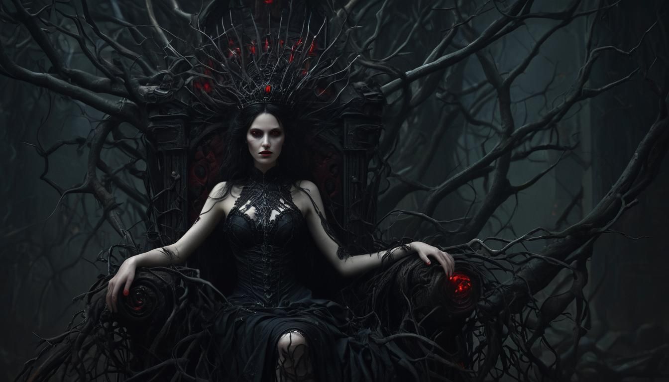 Lilith Enthroned: Dark Fantasy Gothic Portrait