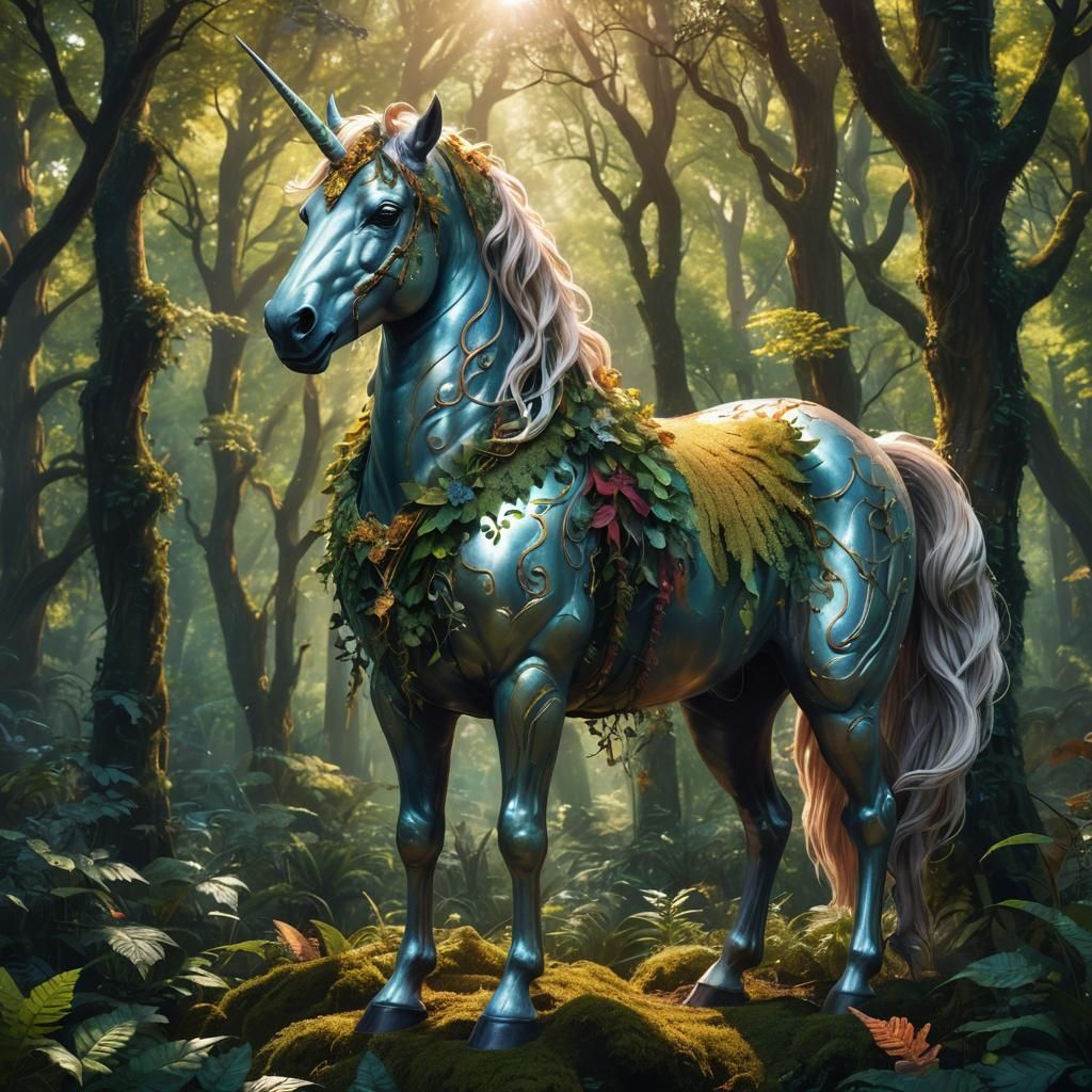 Unicorn Centaur in Forest: Fantasy Concept Art