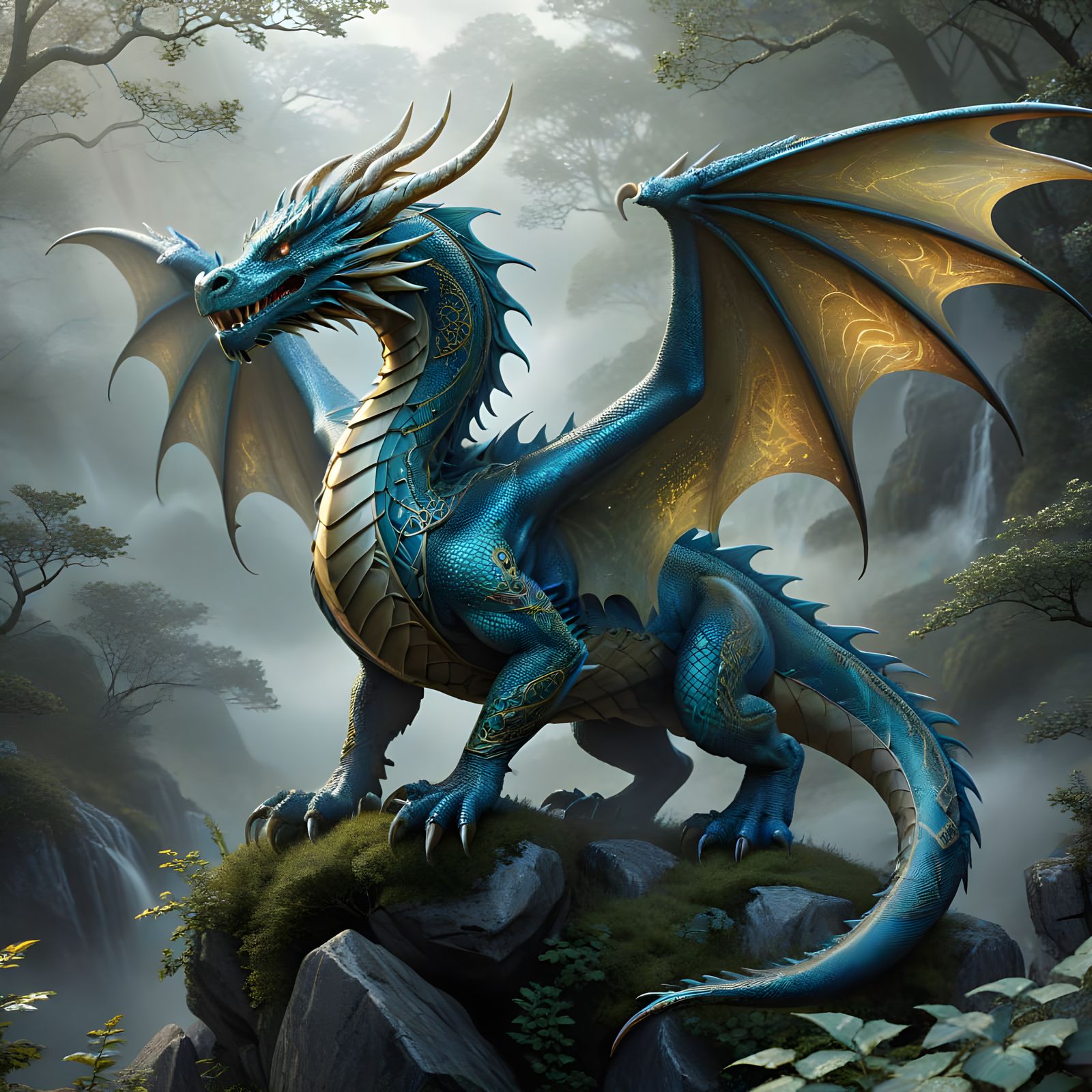 Majestic Dragon in Celtic Knotwork Style