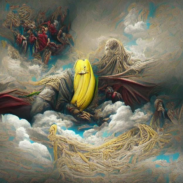 Banano God: Digital Illustration in Gustave Dore Style