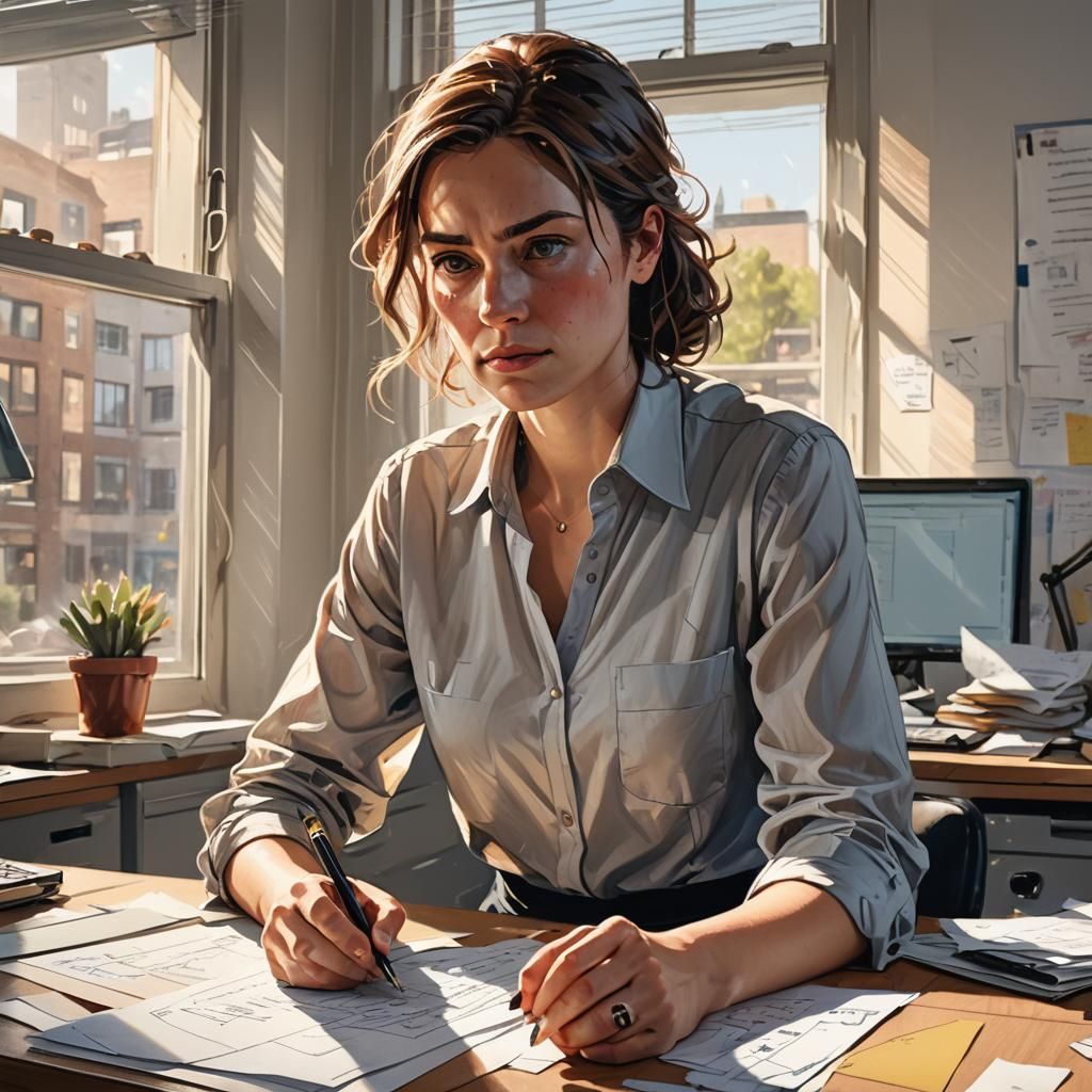 Focused Neurodivergent Employee: Vibrant Digital Art