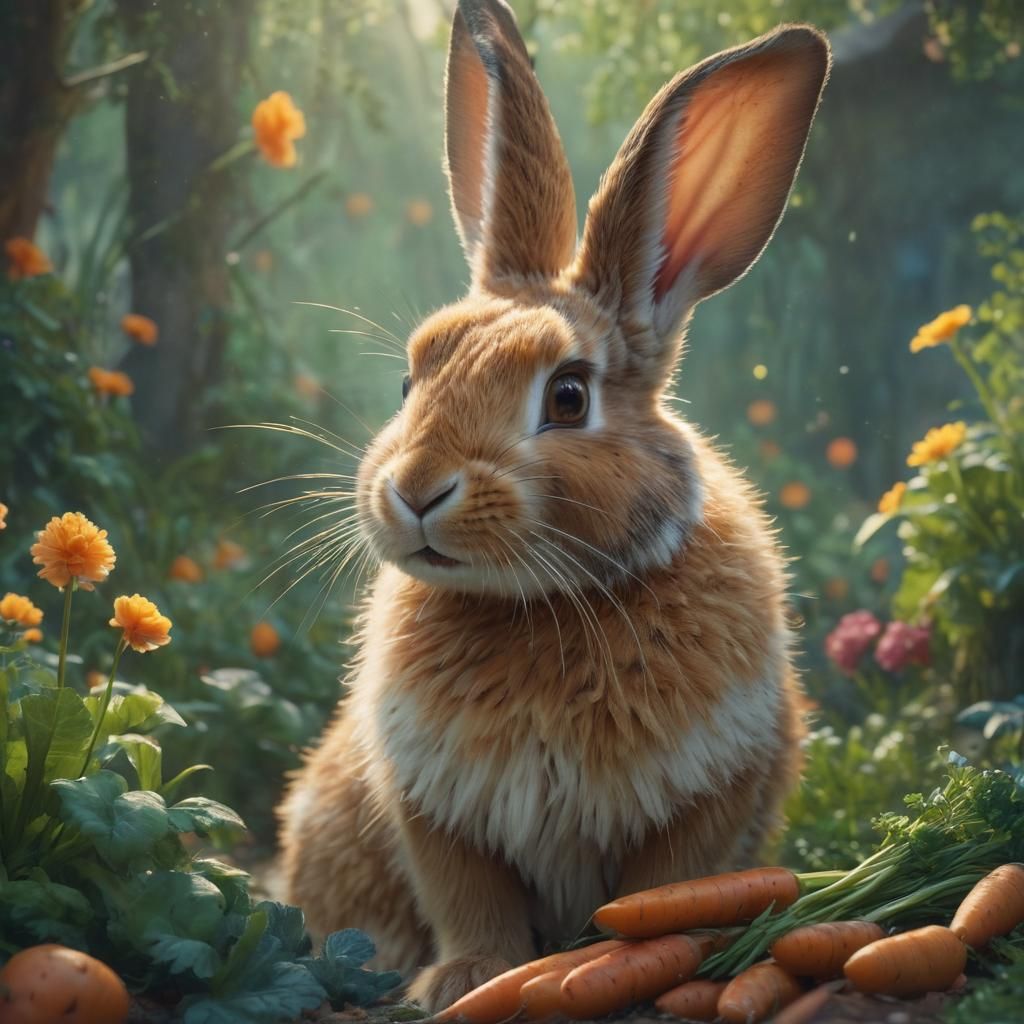 Whimsical Rabbit Feast: An Art Nouveau Dream