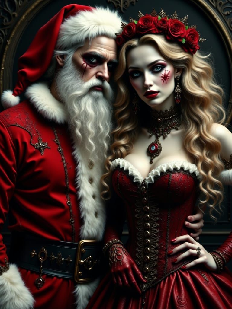 Gothic Santa and Mrs. Claus Christmas Card