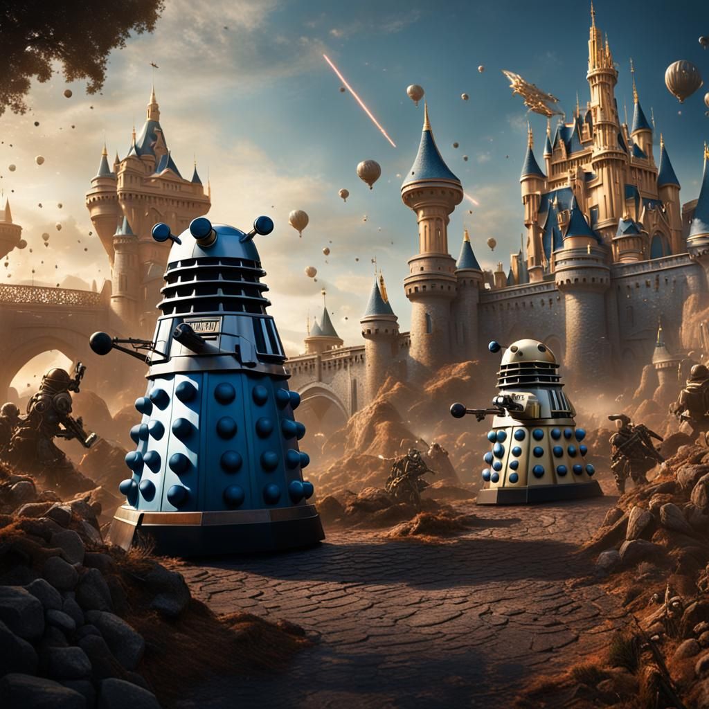 Dalek Army Invades Disneyland: Detailed Matte Painting