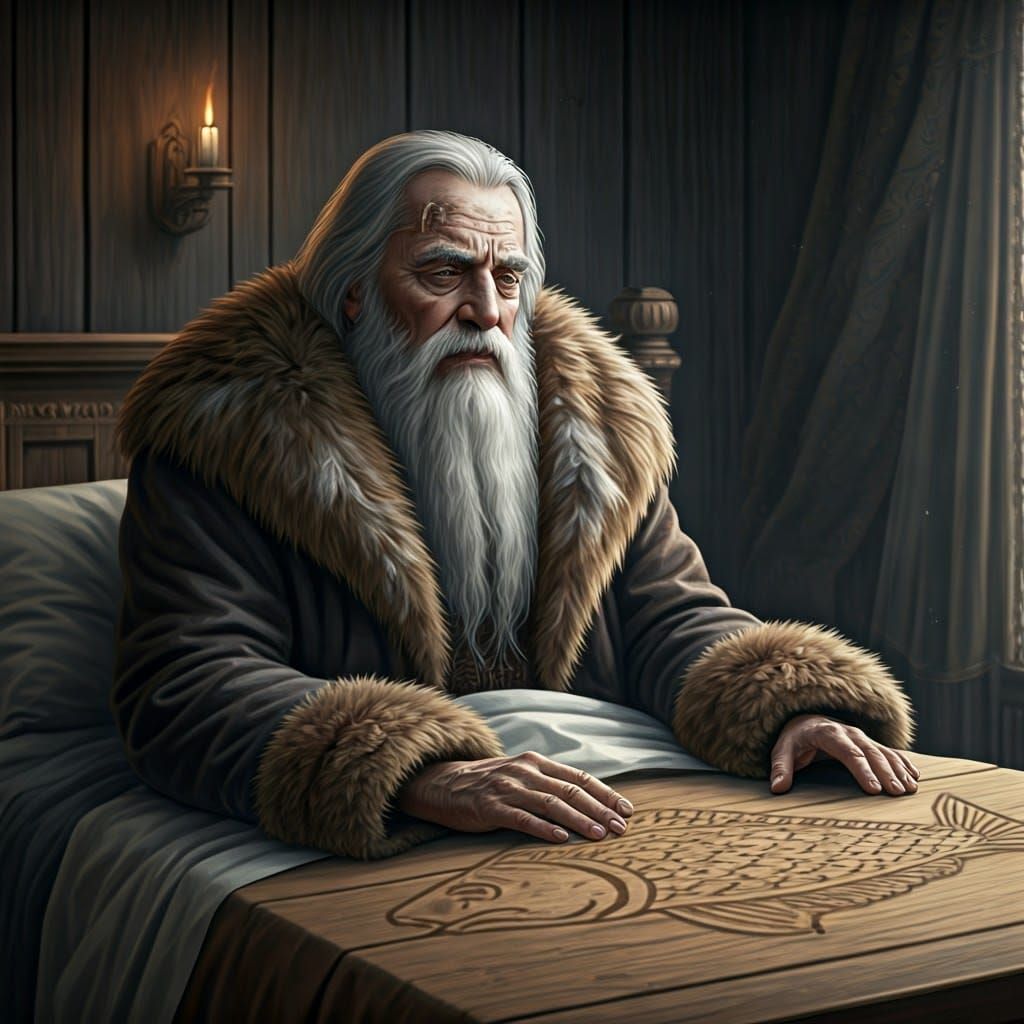 Medieval Lord on His Deathbed in Furs