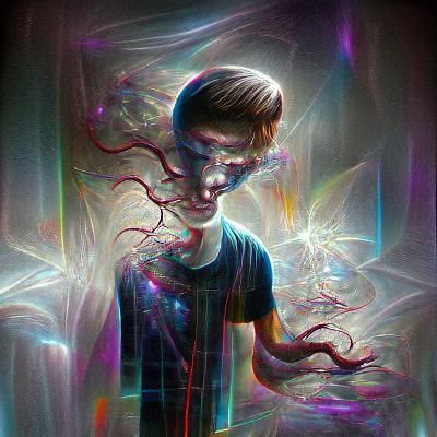 Sinister Holographic Illustration in Mixed Media
