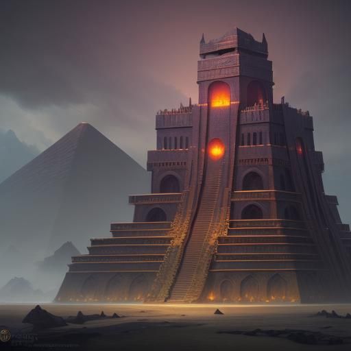 Fantastical Ziggurat Matte Painting in Deep Color
