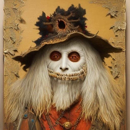 Eerie Scarecrow Portrait in Dark Fantasy Style