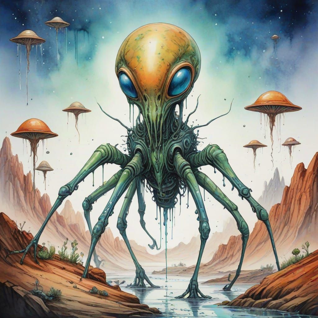 Surreal Watercolor Landscapes of Extraterrestrial Wonder