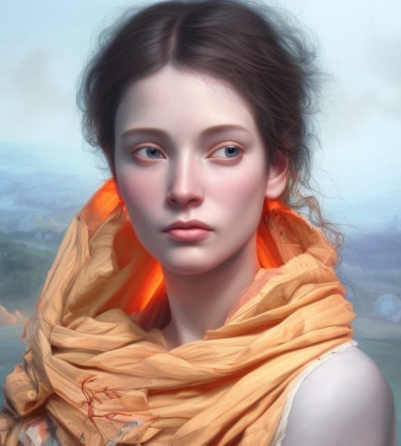 Detailed Portrait in Renaissance Romanticism Style