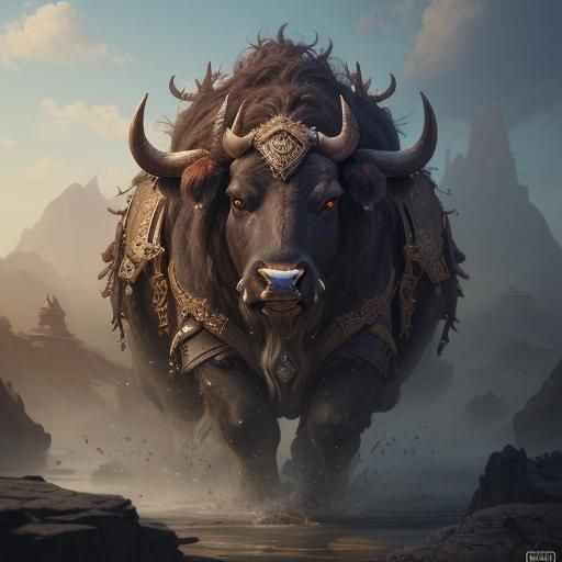 Detailed Matte Painting of Nandi the Bull