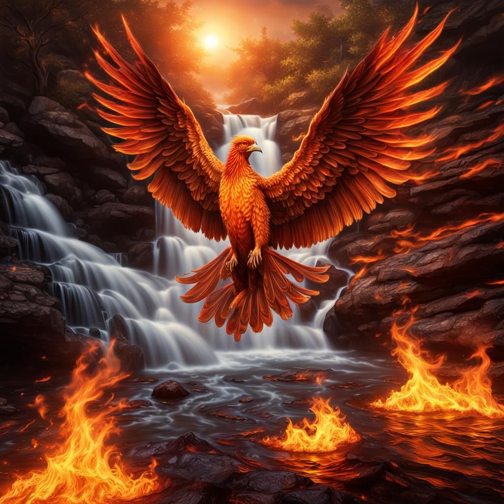 Phoenix bathing