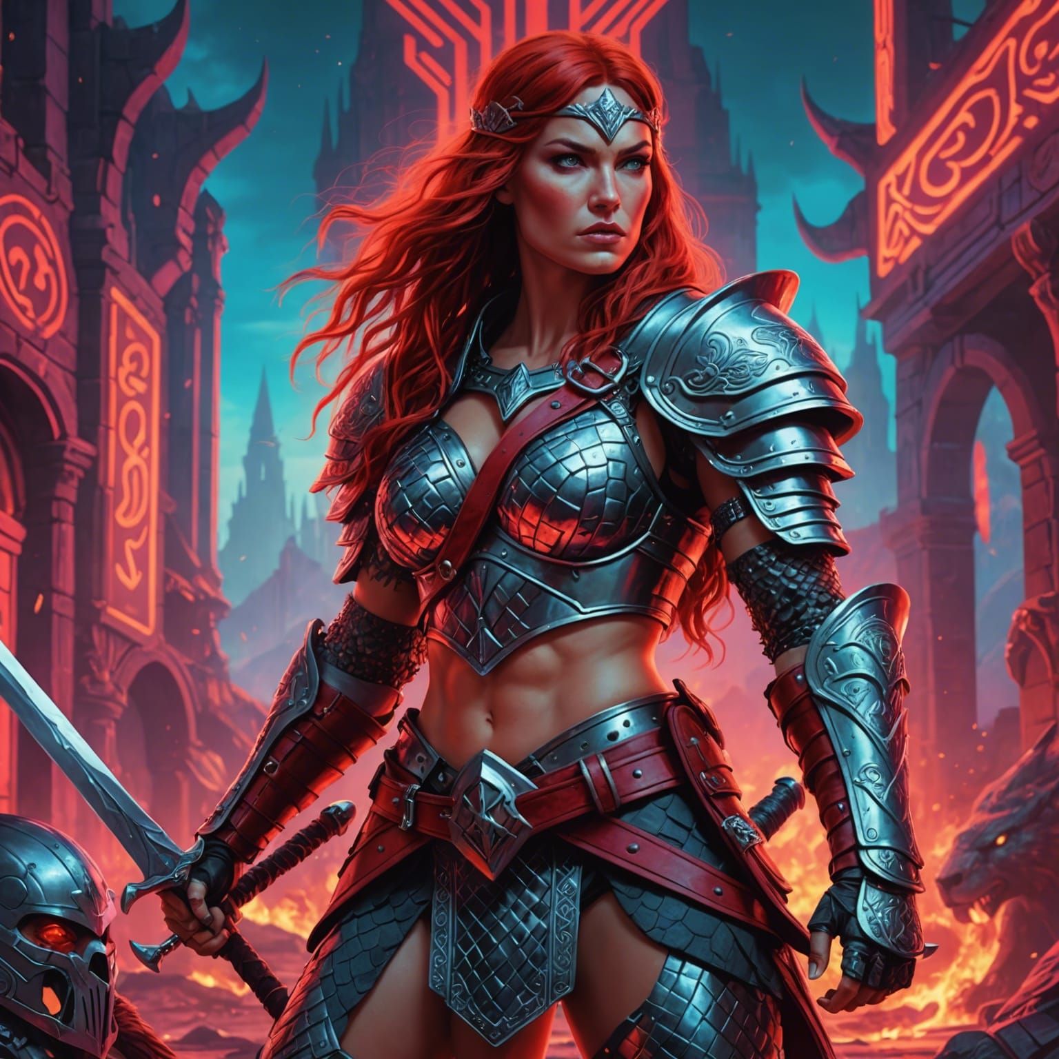 Red Sonja: Warrior in Synthwave Fantasy World