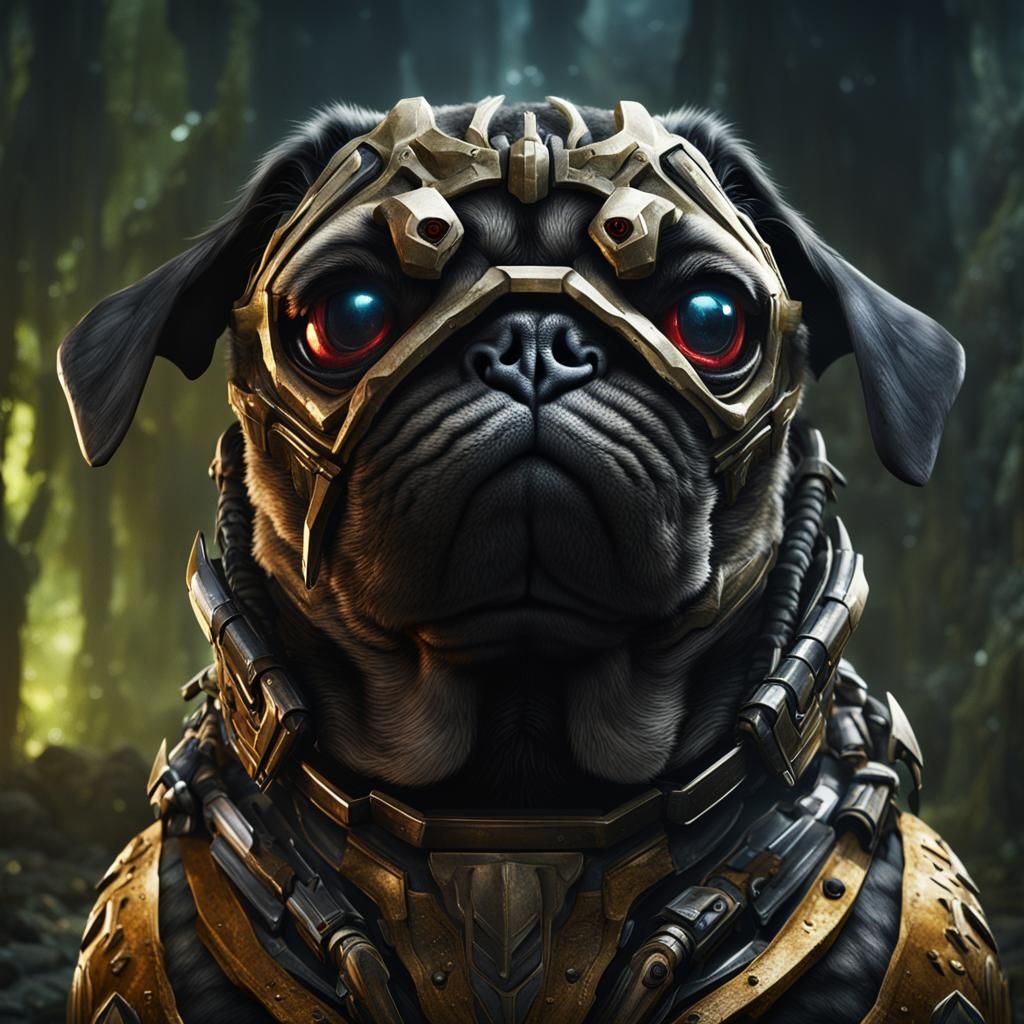 Pug as Predator: Detailed Fantasy Concept Art