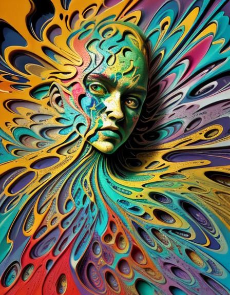 Hyperrealistic Fractal Art with 3D Shapes and Vibrant Colors