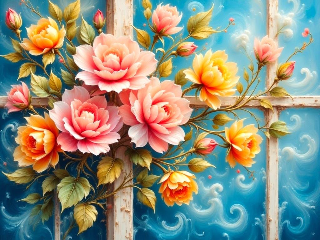 Impasto Roses in a Fauvist Landscape