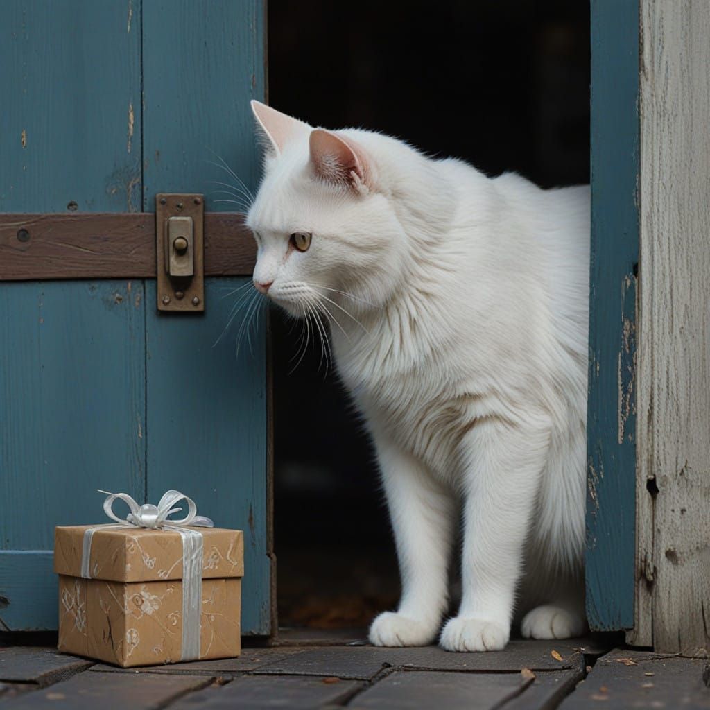 Intriguing Encounter Behind a Weathered Door