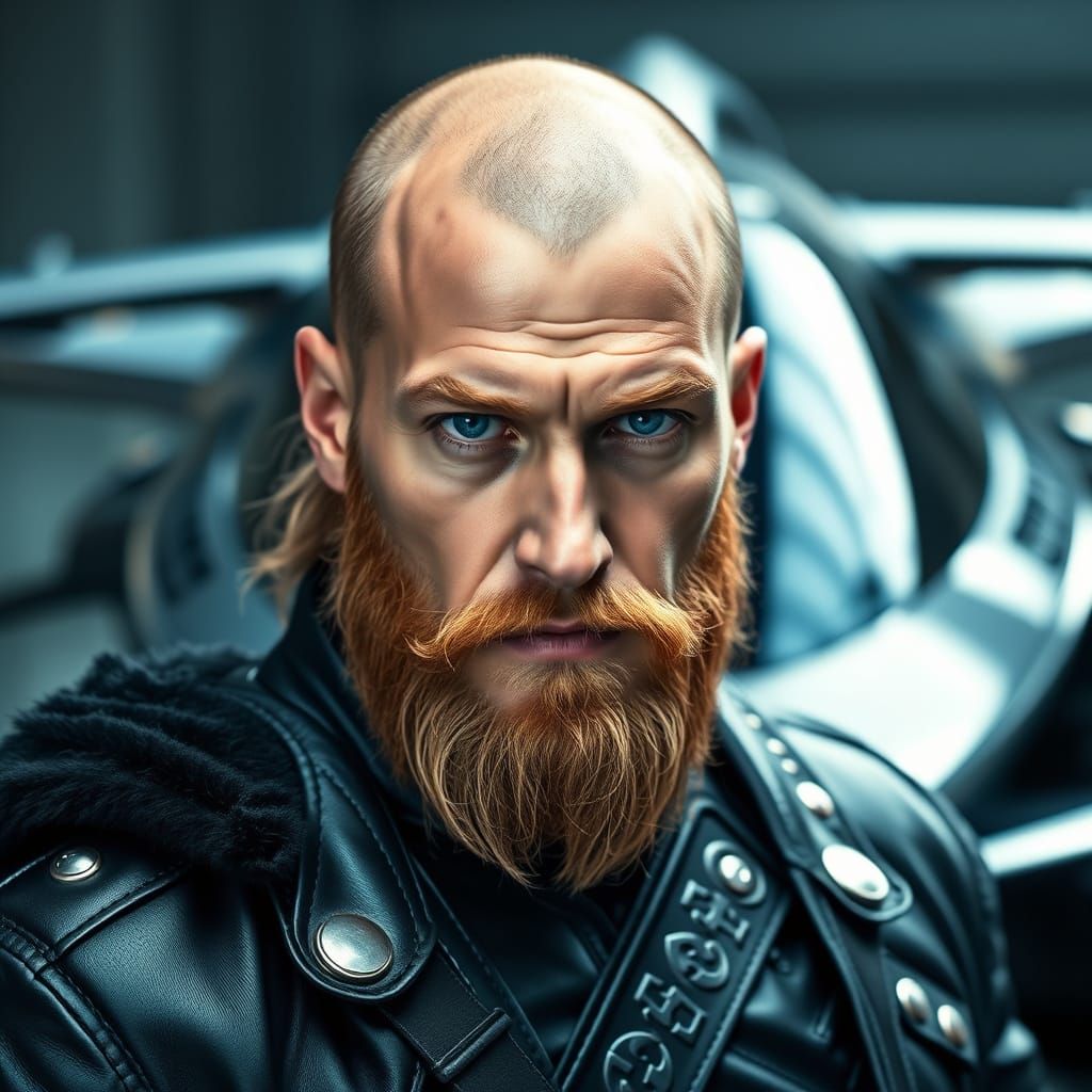 Viking Warrior in Modern Flying Car