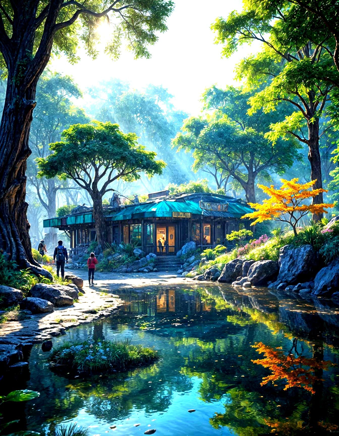 Surreal Zoo Scene in Vibrant Colors and Textures