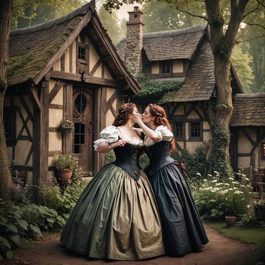 Passionate Kiss in Enchanted Forest: Medieval Corset Romance