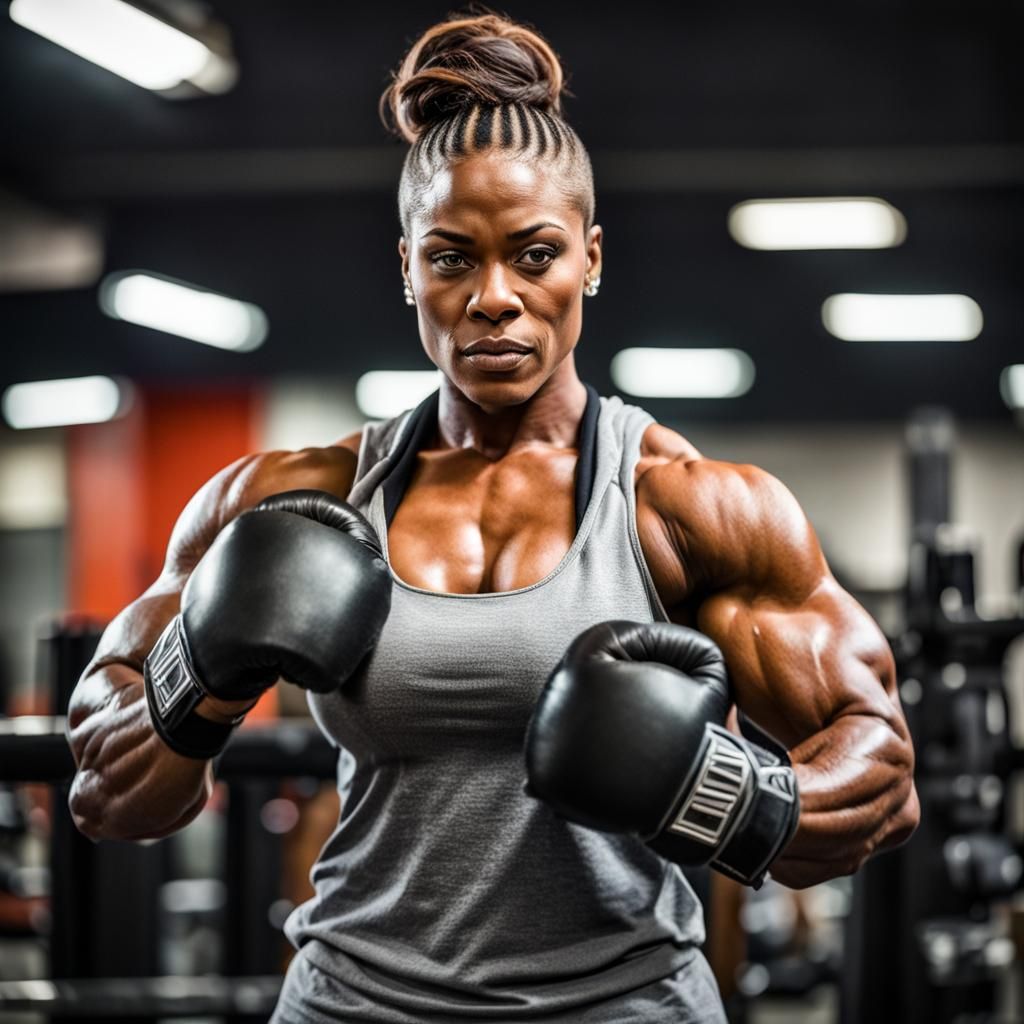Muscular Masai Boxer Flexing Biceps Portrait