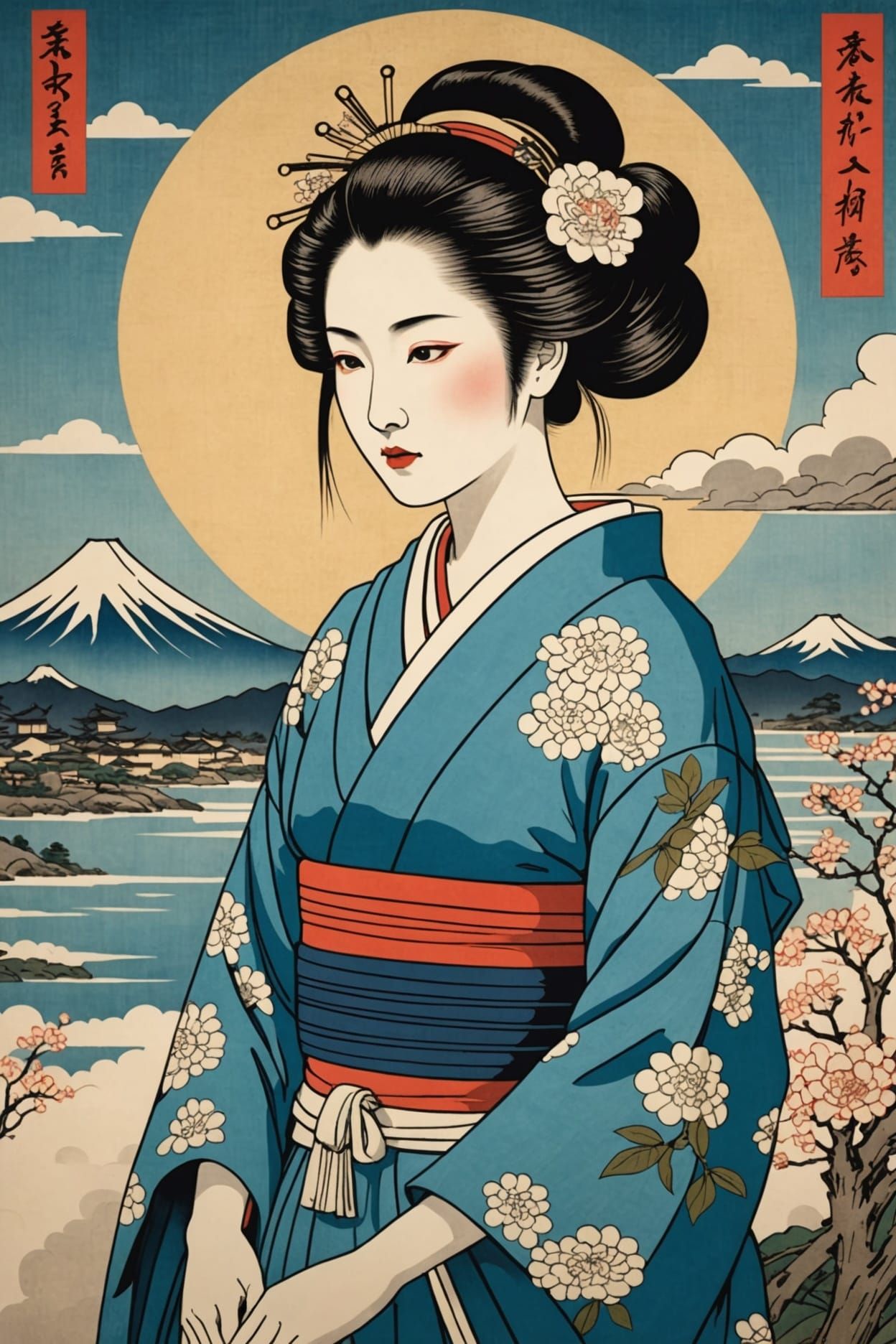 Ukiye-e style. Traditional Japanese woodblock prints, works ...