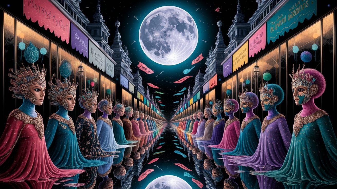 Surreal Moon Parade Reflecting Inner Worlds