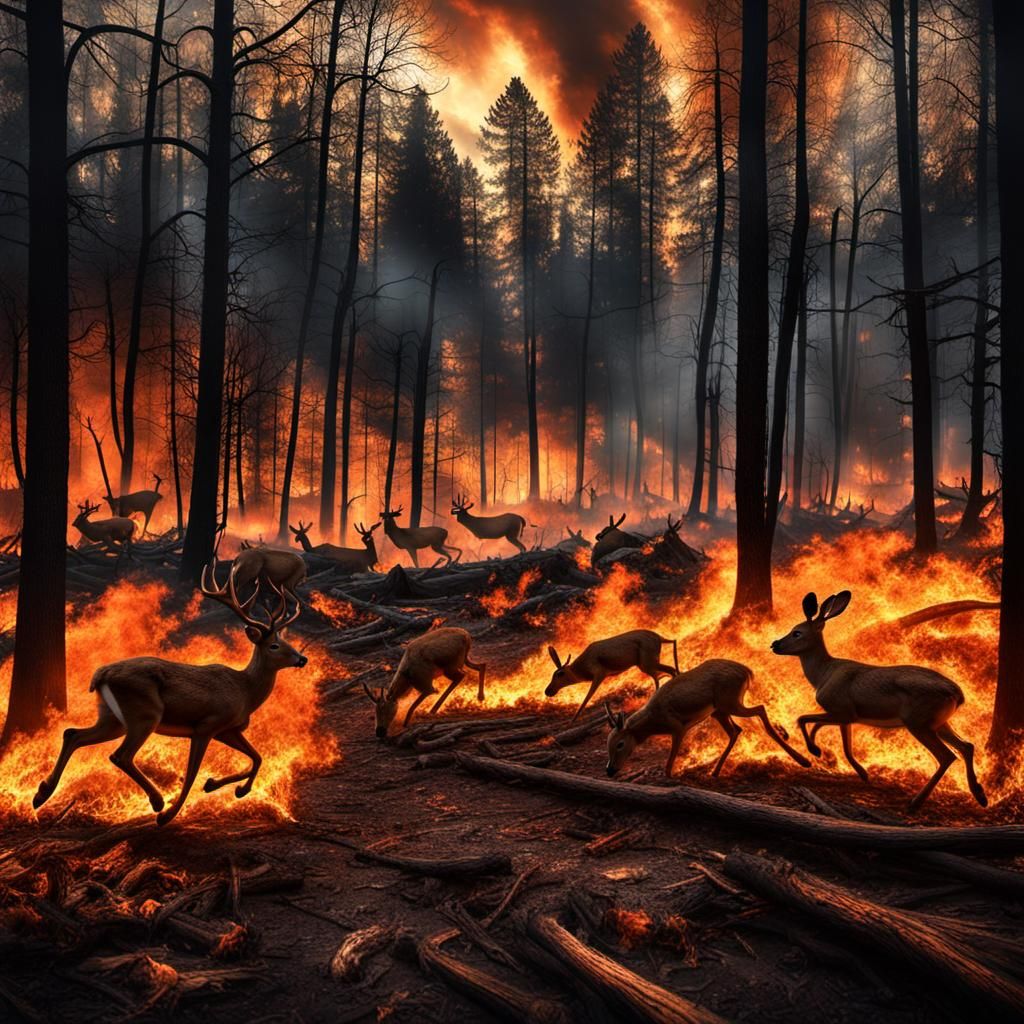 Forest Fire: Animals Flee in Horror