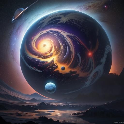 Vibrant Planets and Nebula in Digital Art Style