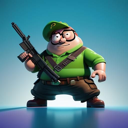 Jelly Peter Griffin with Gun: 3D Digital Art