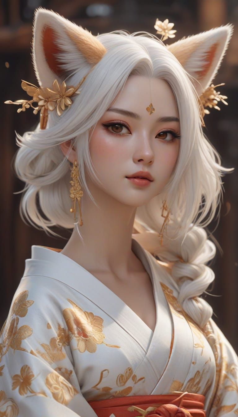 Ethereal Geisha in Anime Style