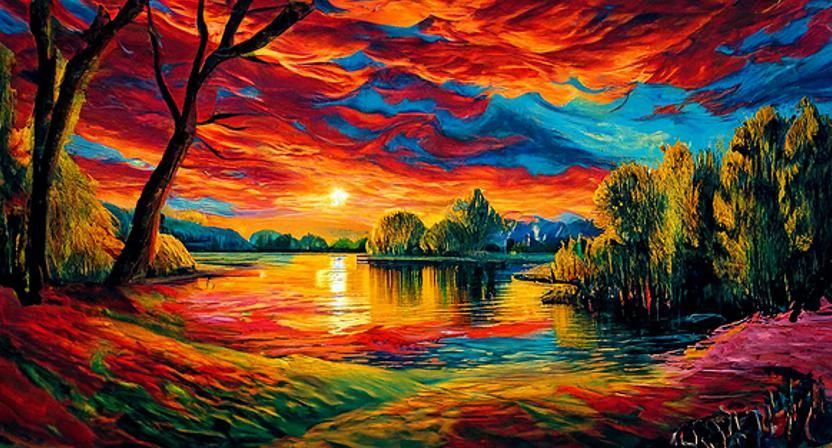 Ethereal Fantasy Landscape Impasto Oil Painting