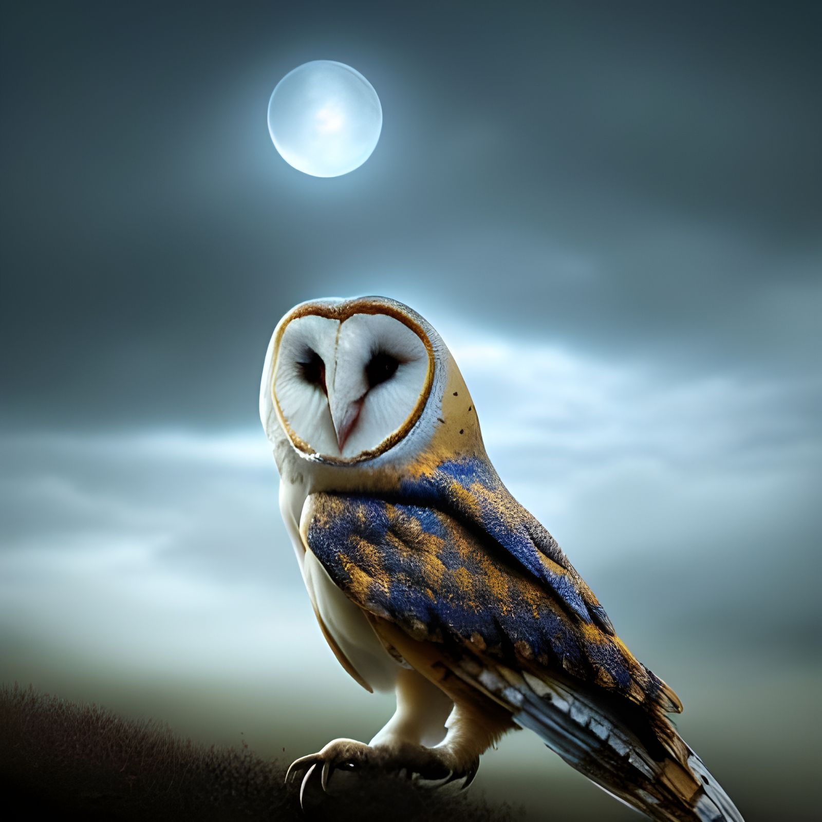 Dramatic Digital Painting of a Barn Owl