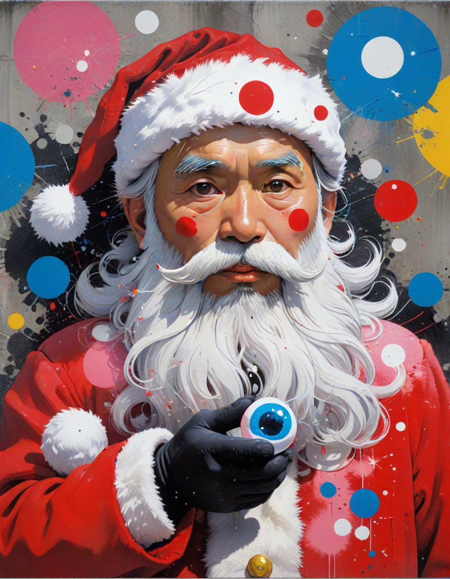 Vibrant Santa Watcher in Neo-Expressionist Graffiti Style